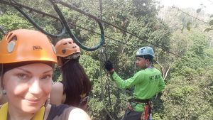 "sister of kristijan keindl-vanja keindl-civil engineer and permanent court expert in thailand on zip line in jungle"