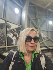 "Interior of Atomium Brussels photographed by Vanja Keindl showing steel structure, connecting spheres and lighting design"