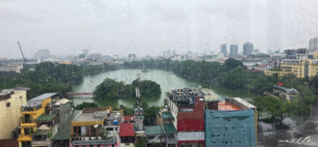 Hoan Kiem Lake in Hanoi in the rain, Vietnam – photo: Vanja Keindl